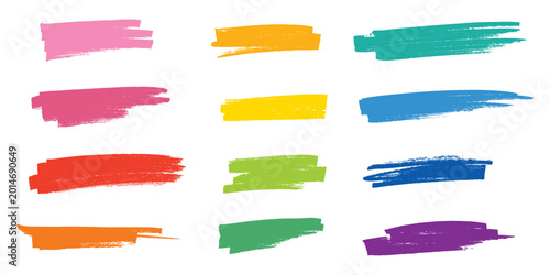 Photos Set of brush paint stroke texture swatch Hand painted background Ink scribble da
