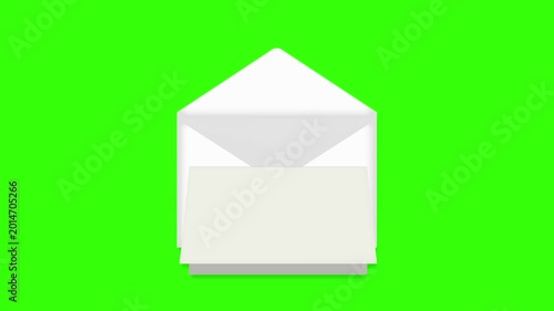Gift Envelope Opening Animation with Ribbon ( Letter Reveal with Text Space ) | green background for chroma key