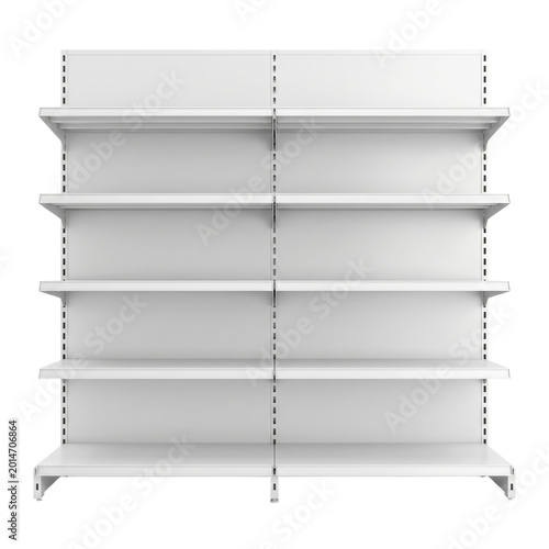 Fotografie White gondola retail store shelving unit