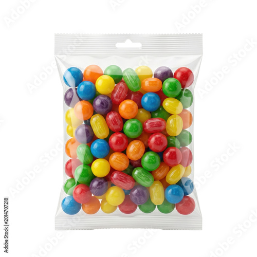 Fotografía Clear plastic bag colorful jelly beans