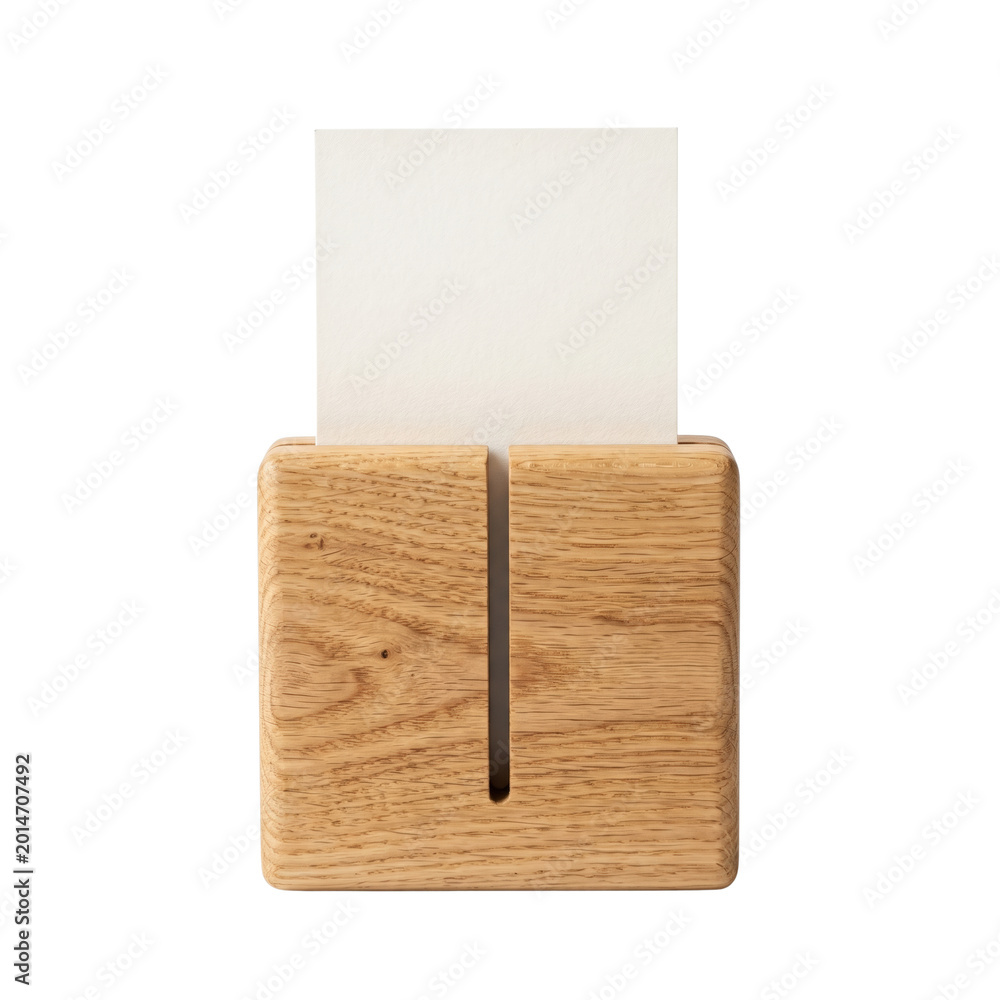 Fototapeta premium Wooden block menu card holder mockup