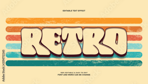 Фотография Retro 70s Groovy Text Effect with Vintage Distressed Sunset Background