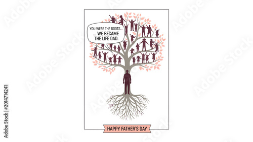 Fotografie Father's Day Dedication: A heartfelt Father's Day card illustration, depicting a tree with roots and branches, symbolizing family and lineage, with a special message