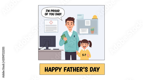 Εκτύπωση καμβά Father's Day Dedication: A tender Father's Day moment unfolds, as a young girl expresses her heartfelt pride for her father, celebrating the bond of family and appreciation