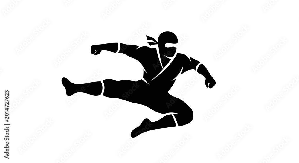 Obraz premium Ninja jumping in mid air.
