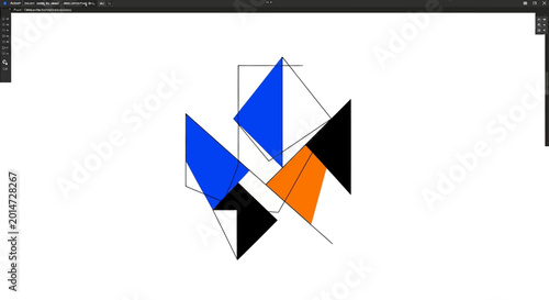 Free Download Abstract geometric composition with blue, orange, black, and white triangles and lines. - GFXLoad
