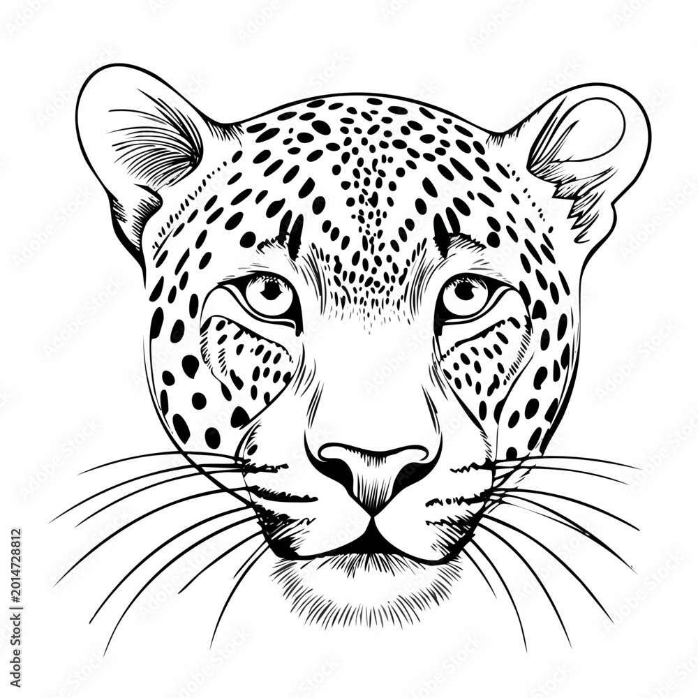 Obraz premium Abstract artistic illustration of a cheetahs face with colorful spots.