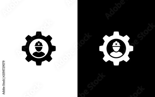 Foto Industrial Engineer and Gear Cog Logo Icon Template