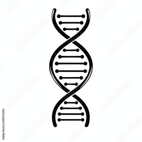 DNA double helix structure, genetic spiral symbol, biology icon, molecular model