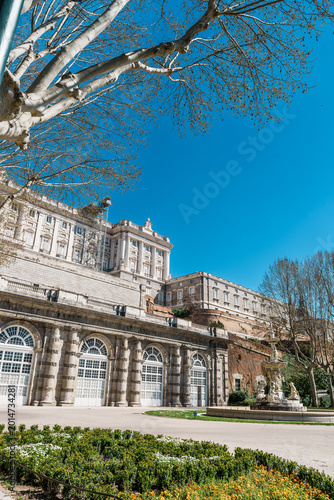 Fountain and Royal Palace Gardens at Campo del Moro Madrid