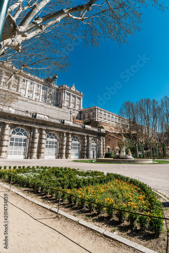 Fountain and Royal Palace Gardens at Campo del Moro Madrid