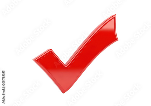 Bold red checkmark symbol in sleek design