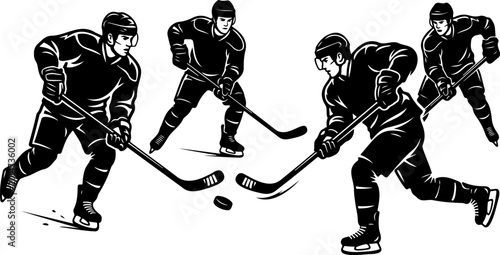Canvas Print Dynamic Hockey Team Silhouette Vector Design