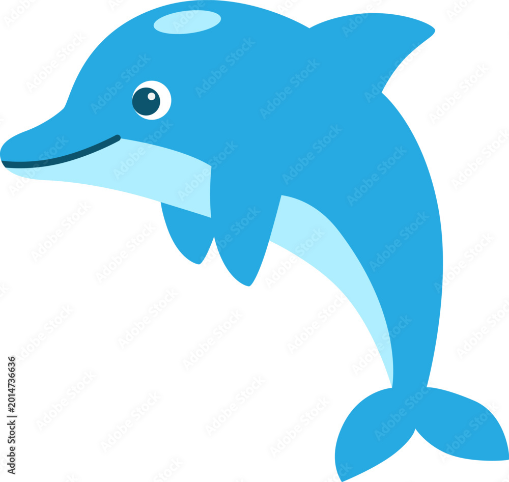 Fototapeta premium Cute Dolphin Cartoon Animal Flat Illustration