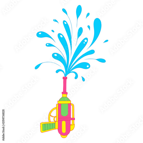 Cuadro en lienzo Colorful plastic water gun shooting a splash of water