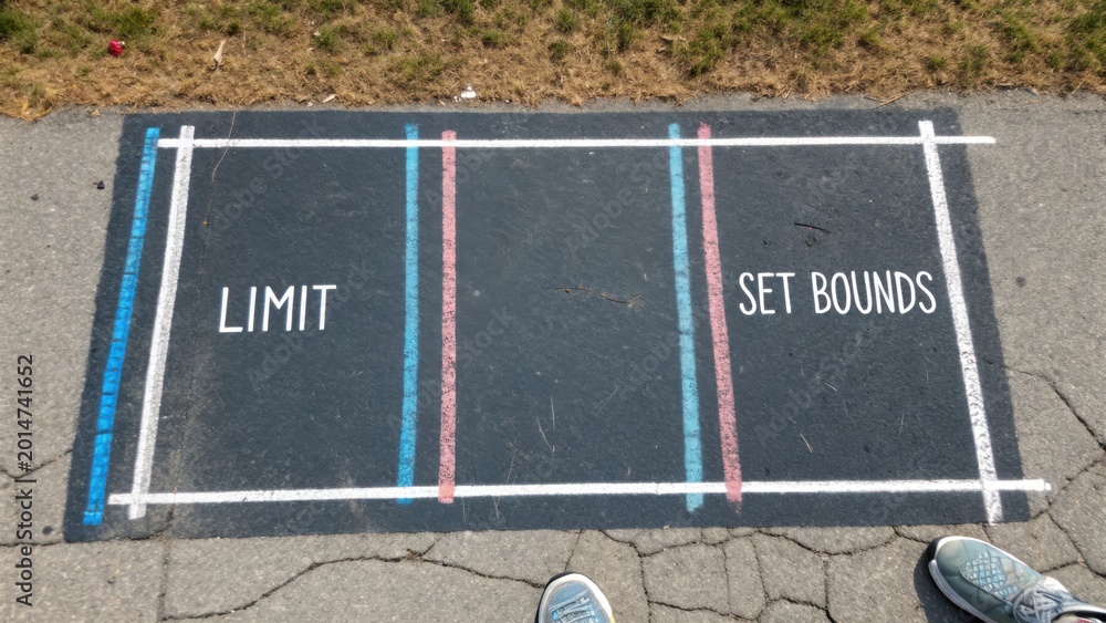 Obraz premium Colorful Chalk Art on Pavement Illustrating Concepts of Limitation and Boundaries in Urban Environment