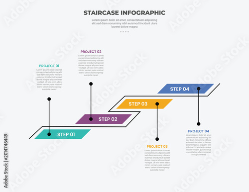 Cuadro en lienzo staircase ladder concept infographic outline style with skew and tilt rectangle