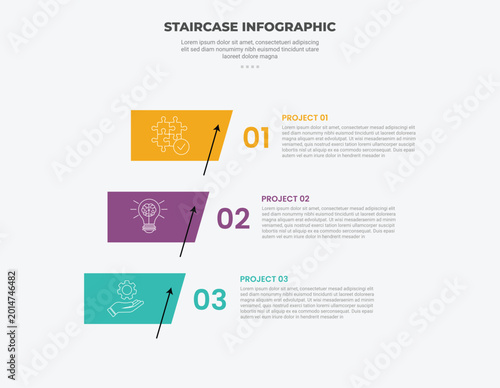 Schilderij op canvas staircase ladder concept infographic outline style with 3 point template with re