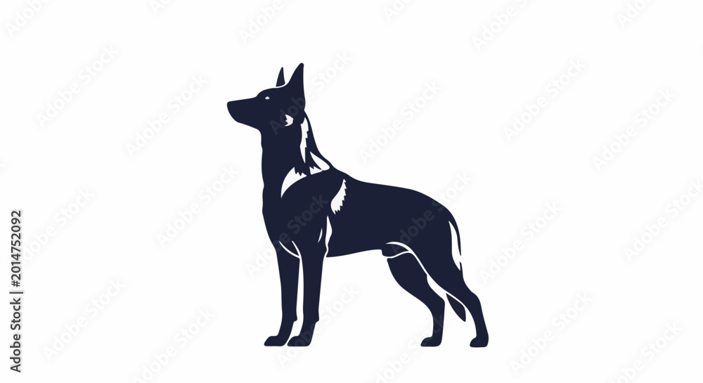 Fototapeta premium Silhouette of a muscular dog, alert and standing at attention