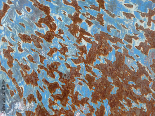 Φωτογραφία Rust And Peeling Blue Paint On Weathered Metal With Flaking Corrosion Patterns A