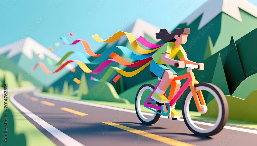 Fototapeta premium Dopamine color happy cycling releasing vitality