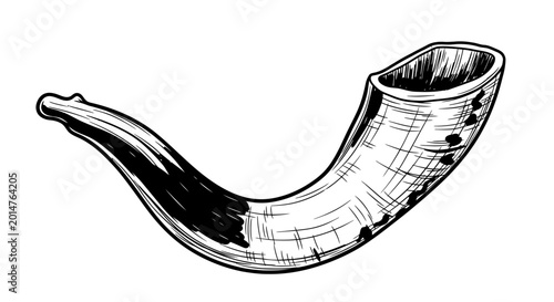 Foto Shofar Horn Illustration - Jewish Ritual Musical Instrument