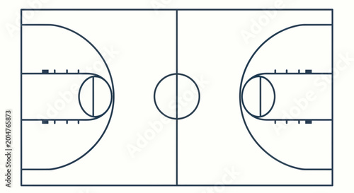 Basketball Court Outline Top View - Minimalist Sports Graphic