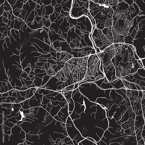 Photos Asheville North Carolina Vector Map, Detailed City Street Map Black and White Mi