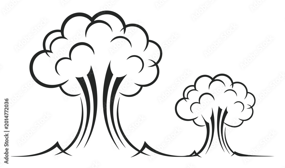 Foto Stylized Black and White Mushroom Cloud Explosions