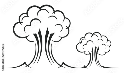 Tableau sur toile Stylized Black and White Mushroom Cloud Explosions