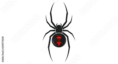 Tableau sur toile Black Widow Spider Icon, Dangerous Arachnid, Red Hourglass Symbol