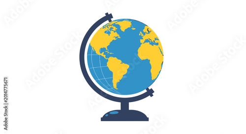 Classic educational earth globe showing world map on a stand