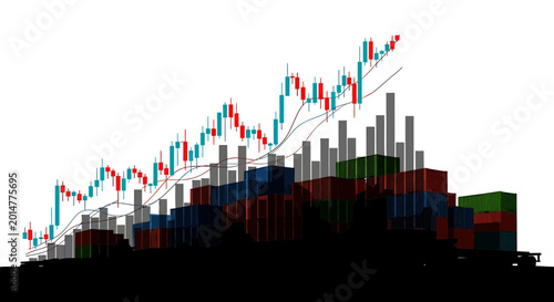 Shipping Container Supply Chain Logistics with Market Growth Chart