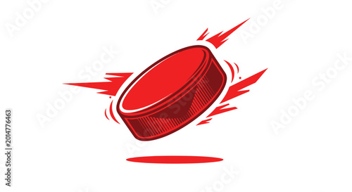 Photography Red Hockey Puck Motion Effect on White Background