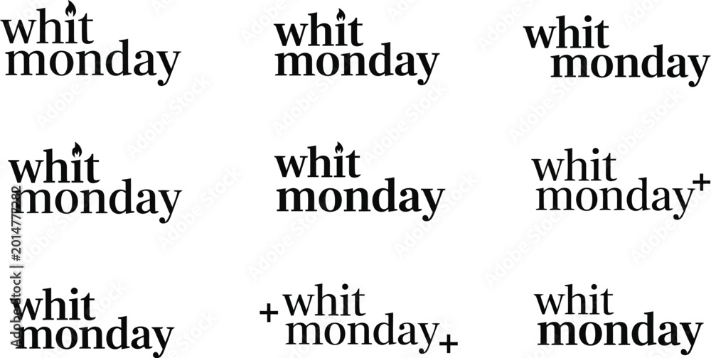 Obraz premium Whit Monday typography logo variations in black and white