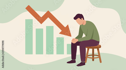 Tableau sur toile Man experiencing financial decline or economic downturn with a negative chart