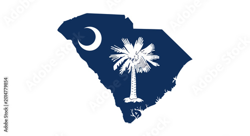Quadro su tela South Carolina State Flag Shape with Palmetto Tree and Crescent Moon