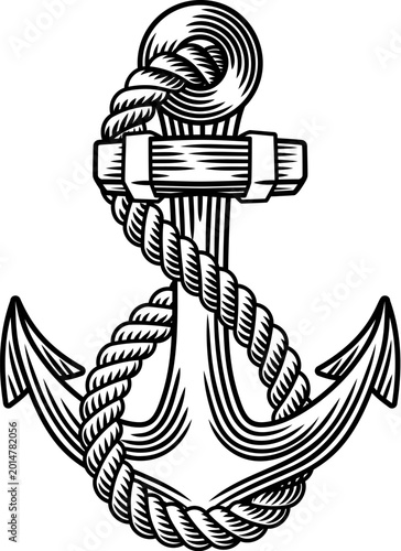 A ship anchor and rope naut...