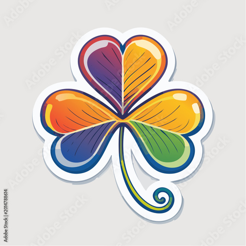 Rainbow Clover with Heart Shape