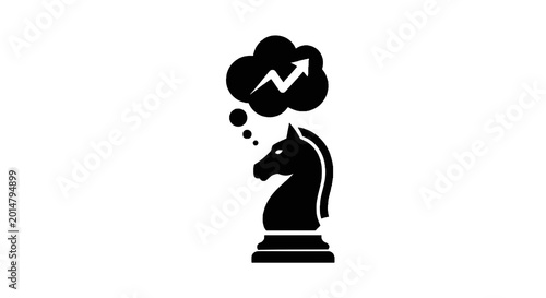 Cuadro en lienzo Black chess knight thinking strategy.