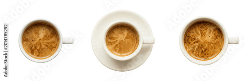 Bild auf Leinwand Espresso Coffee Cup Top View with Crema Foam PNG - Morning Cafe Beverage Caffein