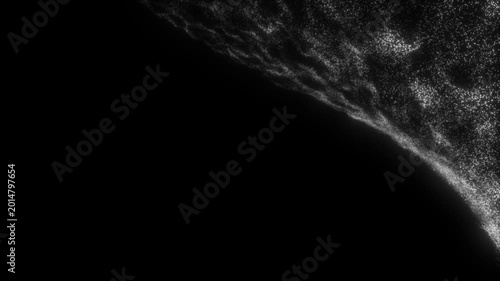 Abstract Flowing Particle Wave on Black Background - Digital Data Energy Grid & Futuristic Technology Concept