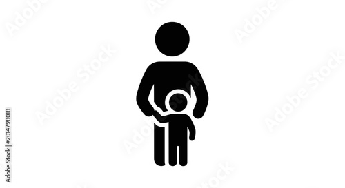 Slika na platnu Black silhouette of adult holding child.