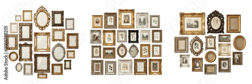Canvastavla Rustic Wooden Picture Frames PNG, Vintage Gallery Wall Set Isolated on Transpare