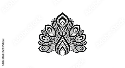Photos Peacock Feather Mandala Design Black and White