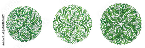 Foto Abstract Green Swirl Marble PNG, Round Liquid Malachite Pattern Isolated on Tran