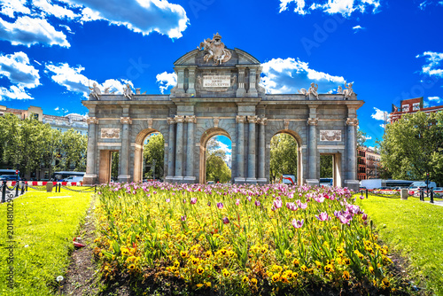 Madrid, Spain. Puerta de Alcala gate in Madrid historic city center view