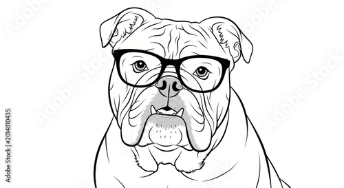Foto Bulldog Wearing Glasses - Hipster Dog Portrait