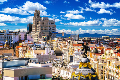 Madrid, Spain. Madrid historic city center architecture and rooftops view