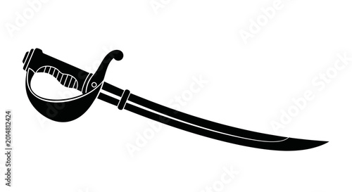 Fotografi Silhouette of a Pirate Cutlass Sword on White Background
